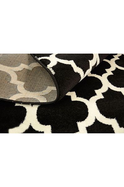 Kolibri Carpet Covorexpert Squares 11158-180, 80 x 150 cm, Black, 9 mm thread, Anti-allergic, Living room, Bedroom
