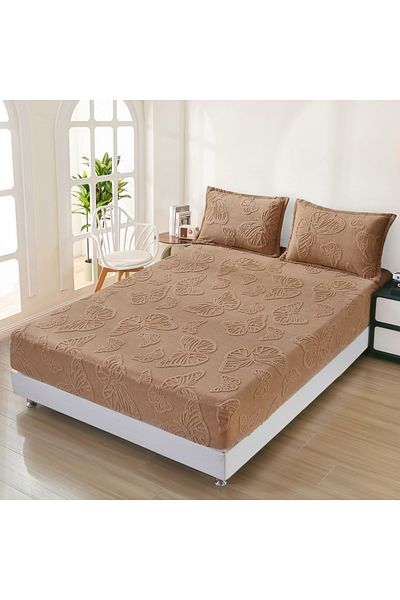 FIONNA.RO Cocolino Embossed Butterflies Duvet Cover 140x200cm - Cocoa Beige With Milk