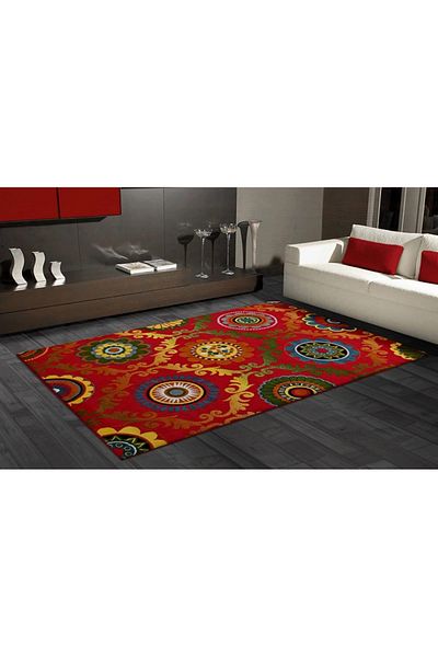 Covorexpert Carpet Baroque 11003-120, 120 x 170 cm, Red, 9 mm thread, Anti-allergic, Living room, Bedroom