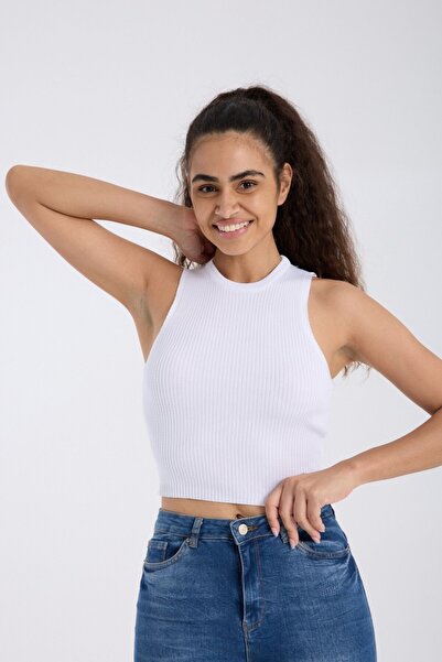Denivy Ribbed Fit Crop Tank Top Dnv-000135
