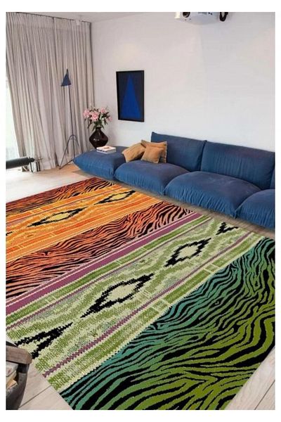 ETHNIC Carpet Covorexpert 11330-130, Various Sizes, Orange, Green, 10 Mm Thread, Anti-Allergic, Living Room