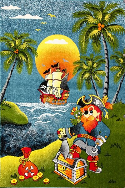 Kolibri Children's Room Carpet Covorexpert Pirates 11059-180, 80 x 150 cm, Multicolor, 9 mm Thread, Anti-Allergic