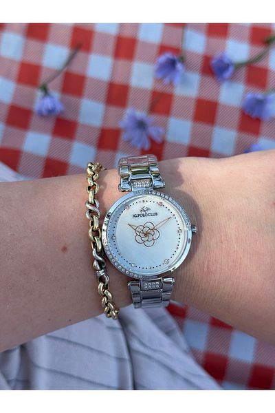 JG. Polo Club Jg.Polo Club Silver Color Flower Dial Steel Color Not Change Women Watch