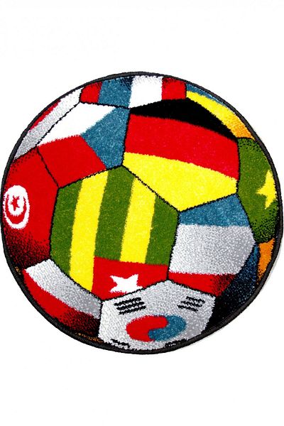 Kolibri Round Carpet for Children's Room Covorexpert UEFA 11110-180, 67 x 67 cm, Multicolor, 9 mm Thread, Anti-Allergic