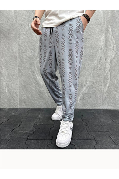 FıttingRoom Aztec Pattern Baggy Trousers with Elastic Waist