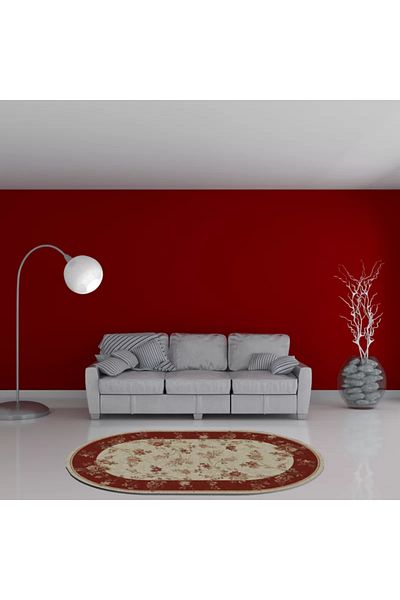 Lotos Oval Carpet Covorexpert 551-120, Various Sizes, Cream, Red, 8 Mm Thread, Anti-Allergic, Living Room