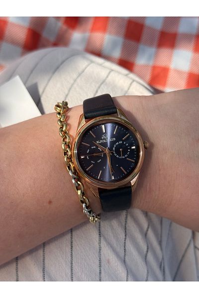 JG. Polo Club Jg.Polo Club Black Color Function Leather Cord Steel Color Do Not Change Women's Watch