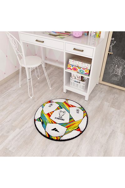 Kolibri Round Carpet for Children's Room Covorexpert UEFA 11109-190, 67 x 67 cm, Multicolor, 9 mm Thread, Anti-Allergic