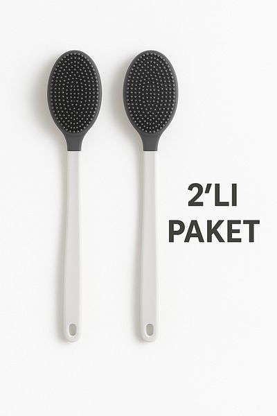 FERAH PLASTİK Silicone Body and Back Cleansing Brush 2 Pack - Long Handle Bath Brush