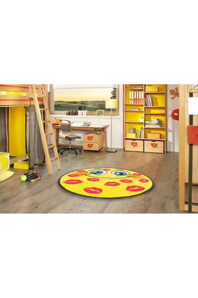 Kolibri Round Carpet for Children's Room 11085-150, Yellow, 9 Mm Thread, Anti-Allergic