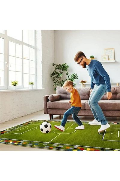 Kolibri Children's Room Carpet Covorexpert Football Field 11118-130, 160 x 230 cm, Green, 9 mm Thread, Anti-Allergic