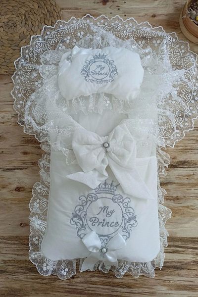 shopwave Newborn Nile Crown Embroidered Dream Laced Trilux Swaddle Baby Blanket Set of 3