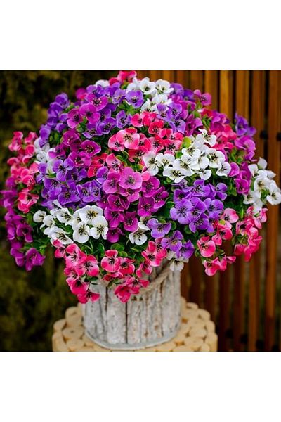 Arkotex Artificial Pansies Flowers Outdoor Fake Plants - 16 Bundles UV Resistant No Fade Faux Shrubs Plastic