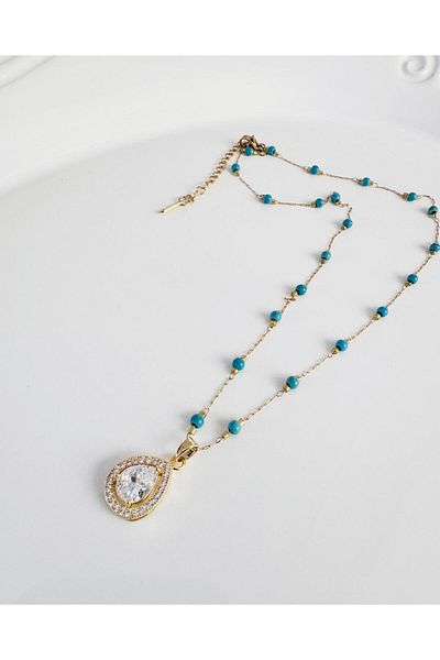 DEVİ fashion Steel Drop Necklace 46 cm