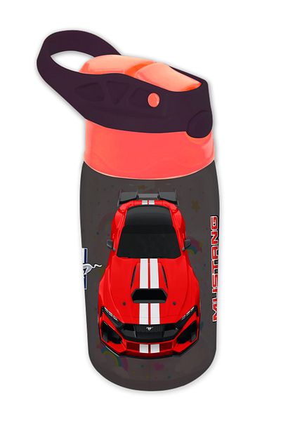 TSUMAB Mustang Kids Water Bottle – 430ml, Flip-Straw Lid, BPA-Free