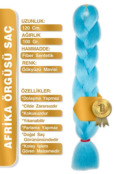 TAM TARZ Fiber Synthetic Hair for African Braid Rasta and Box Braid - Sky Blue
