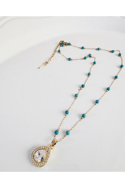 DEVİ fashion Steel Drop Necklace 46 cm