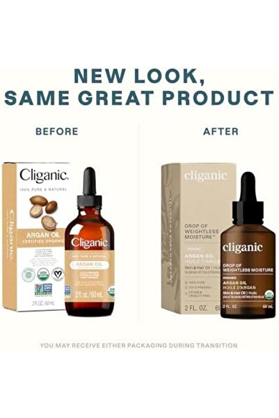 Cliganic Organic Argan Oil, Pure 100% | For Hair, Face & Skin | Cold Pressed, Morocco Origin