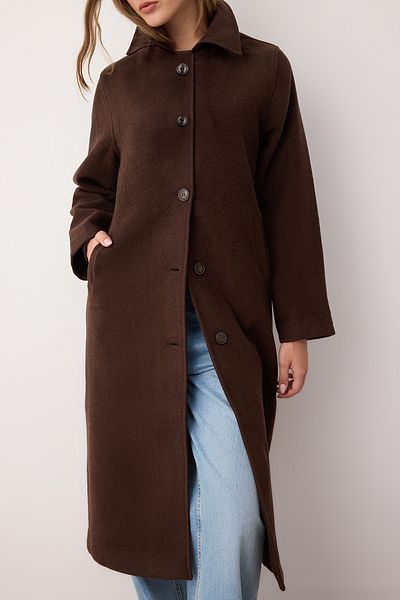 Trendyol Collection Brown Mono Closure Oversize Long Coat Twoaw26Kb00033