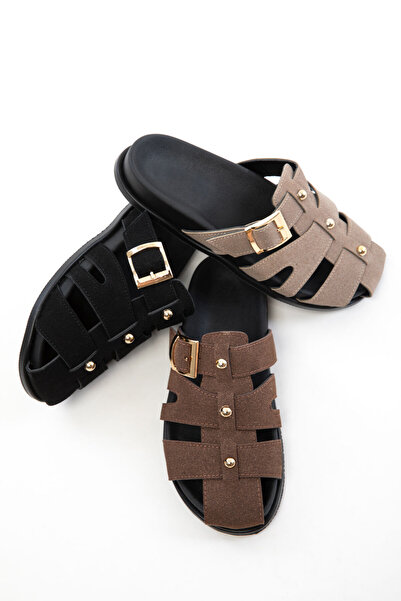 SOHO Hnědé semišové dámské pantofle 20755