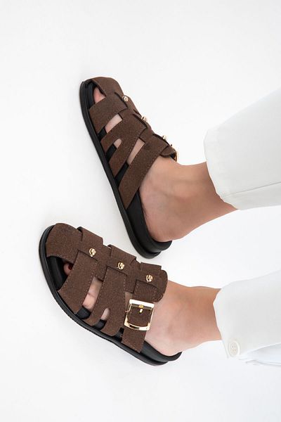 SOHO Brown Suede Women's Slippers 20755