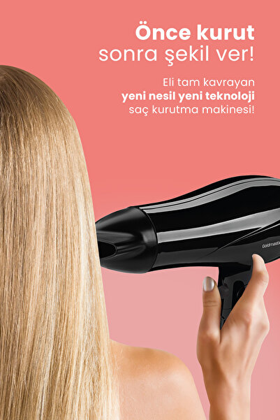 GOLDMASTER Sörf 2400w Profesyonel 3 Kademeli Isı Ayarlı Katlanabilir Saç Kurutma Fön Makinesi