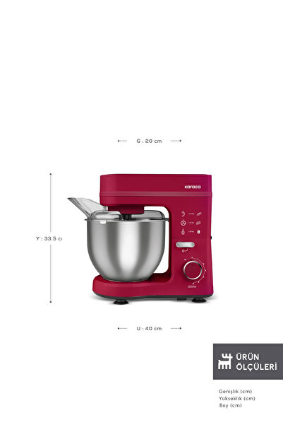 Karaca Maestrochef Stella Stand Mikser Cherry Red 1500w 5 Litre