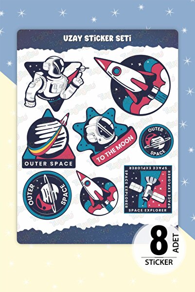 TUGİBU مجموعة ملصقات الفضاء، ملصق رائد الفضاء، 8 ملصقات ذات طابع فضائي