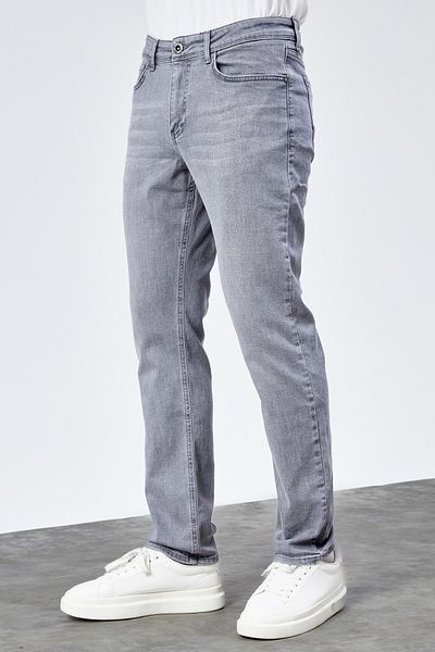 HLT JEANS Ανδρικό γκρι κανονικό τζιν Lycra εύκαμπτο τζιν παντελόνι HLTHE 001983