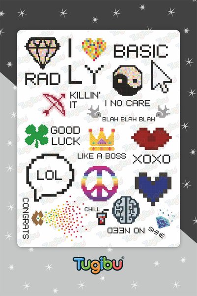 TUGİBU Pixel Figures Sticker Set, Pixel Themed Sticker Set, 29 Pieces of Pixel Themed Stickers