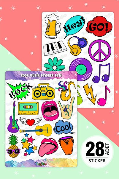 TUGİBU مجموعة ملصقات موسيقى الروك، مجموعة ملصقات ذات طابع موسيقي، 28 قطعة من ...