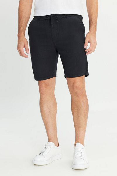 AC&Co / Altınyıldız Classics Ανδρικό μαύρο 100% βαμβακερό σορτς με δέσιμο στη μέση