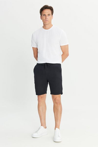 AC&Co / Altınyıldız Classics Ανδρικό μαύρο 100% βαμβακερό σορτς με δέσιμο στη μέση