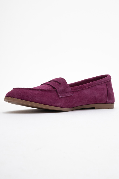 LuviShoes F02 Purple Suede Genuine Leather Women's Loafer Shoes
