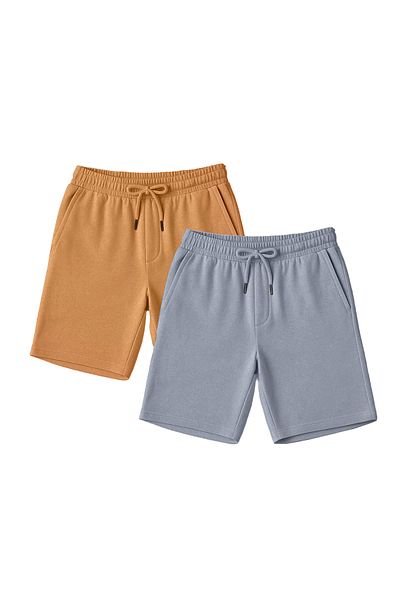 Trendyol Collection Camel-Grey Straight Cut 2dílné šortky – TMNSS21SR0095
