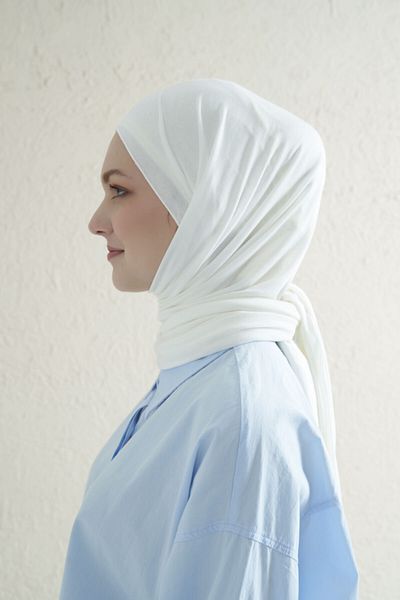 Gülsoy Women's Hijab Cotton Combed Shawl Ecru - 15