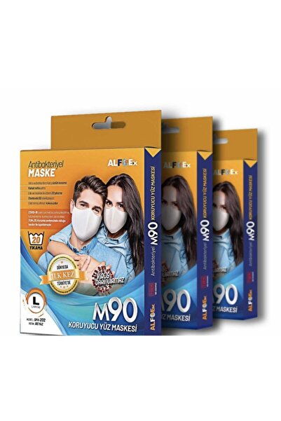 ALFOEX Antiviral M90 Maske 3’lü Ekonomik Paket (l) Beden