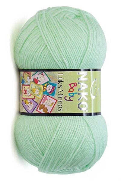 NAKO 5 броя луксозна прежда Minnoş Baby 2587 Nil Green за ръчно плетене