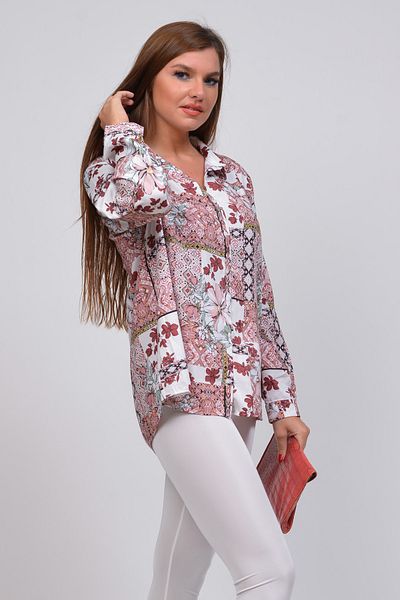TUSSE Women's Colorful Digital Patterned Viscose Large Size Shirt