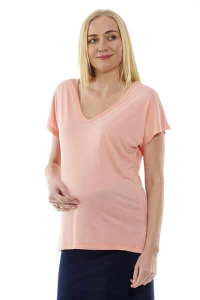 Motherway بلوزة سلمون للحوامل بأكمام منخفضة Bm424