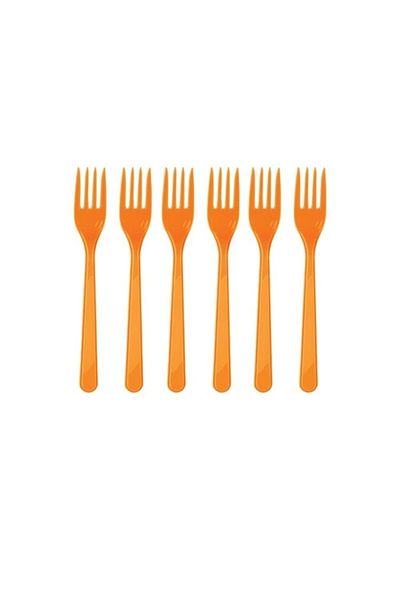 Dipak Orange Color Plastic Fork 25 Pieces