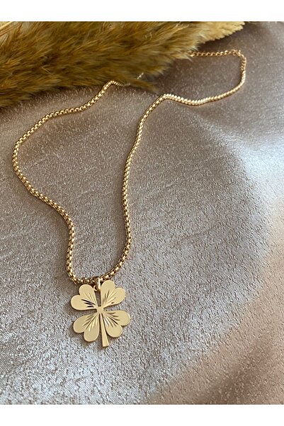 Markiz Takı Gold Yonca Kolye 50 cm Yonca 2x3 cm