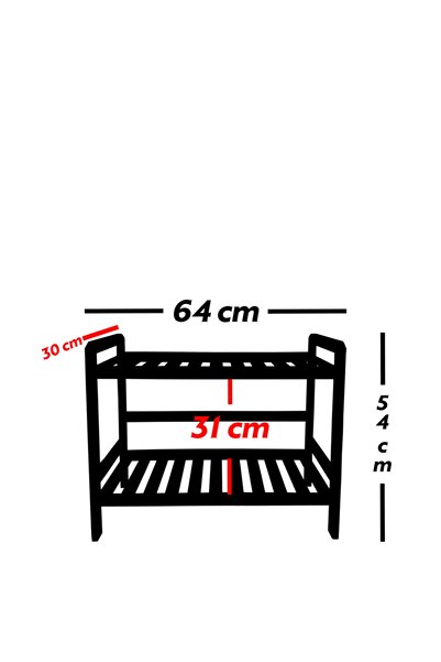 femen Masif Ahşap Ayakkabılık 2 Katlı Ayakkabılık Cntr00154