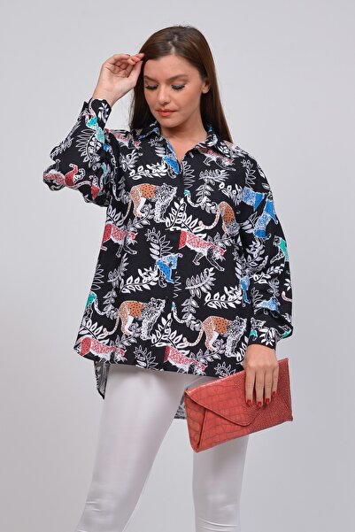 TUSSE Жіноча кольорова сорочка з віскози з цифровим принтом