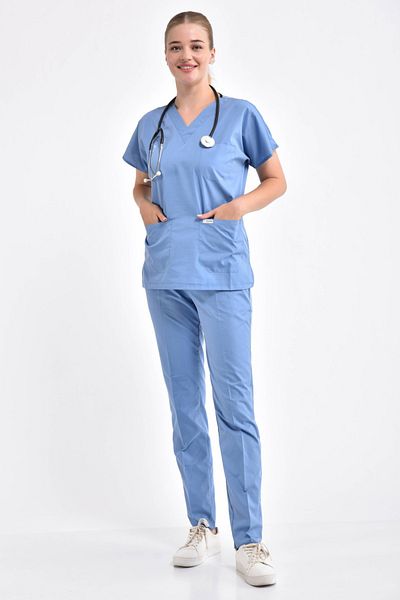 Owlet Medikal Ανοιχτό μπλε Σετ στολής χειρουργικής Nurse Doctor Σετ στολής