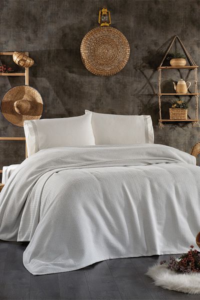 Luvana Home Mahur 4 Piece Cotton Double Cotton Pique Set Gray