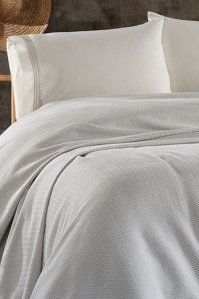 Luvana Home Mahur 4 Piece Cotton Double Cotton Pique Set Gray