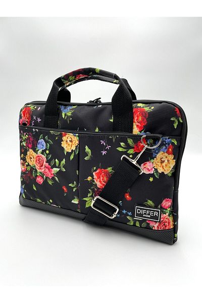 Differ Studio 13.3'' & 14'' Inch Floral Pattern Black Laptop/Macbook/Notebook/Computer/Briefcase