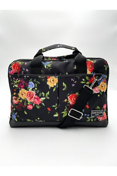 Differ Studio 13.3'' & 14'' Inch Floral Pattern Black Laptop/Macbook/Notebook/Computer/Briefcase