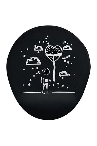 Onartem Black Astronaut Wrist Oval Mouse Pad